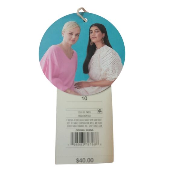 Rhode X Target Dress Womans 10 Red Zinnia Floral Print Midi Ruffle Linen NWT - Picture 10 of 10